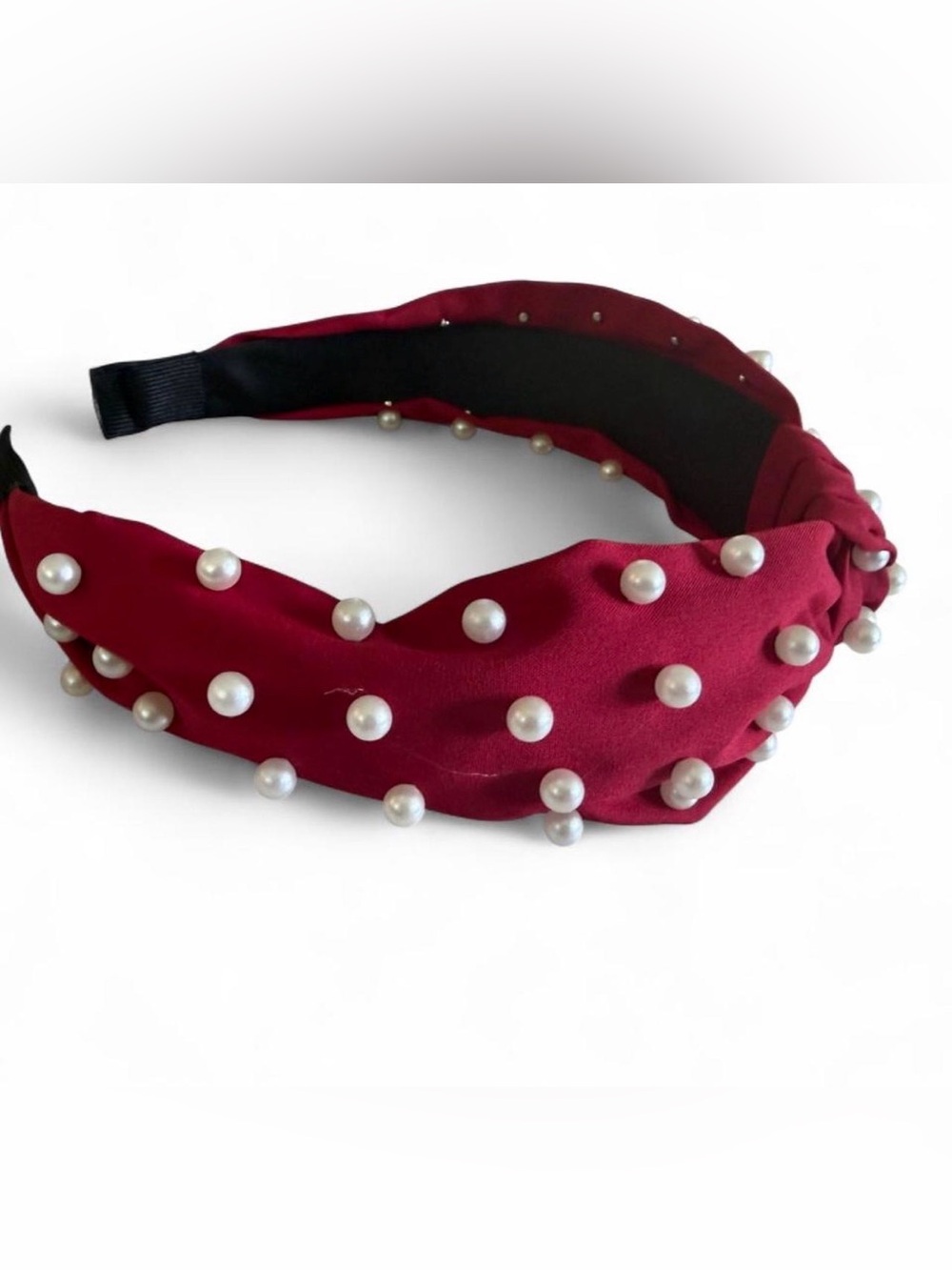 🛍️3/$15 Pearl Embellished Red Knot Headband - Women Accessories new